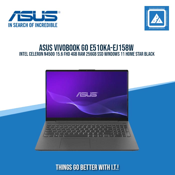 ASUS VIVOBOOK GO E510KA-EJ158W CEL-N4500/4GB/256GB NVME | BEST FOR STUDENTS ASUS VIVOBOOK GO E510KA-EJ158W CEL-N4500/4GB/256GB NVME | BEST FOR STUDENTS